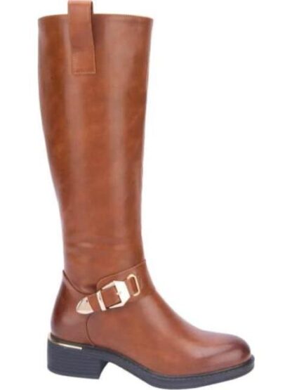 BOTA ALTA HEBILLA METALICA COGNAC TIERRA BENDITA