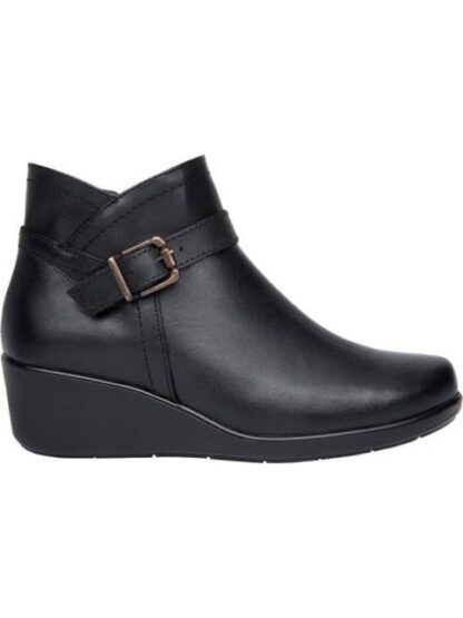 BOTA DE PIEL TACON DE CUÑA NEGRO SHOSH