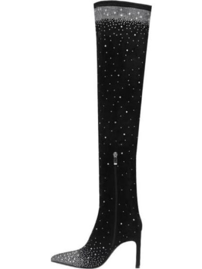 BOTA EXTRA LARGA STRETCH CON PEDRERIA NEGRO BELINDA PEREGRIN - Image 5
