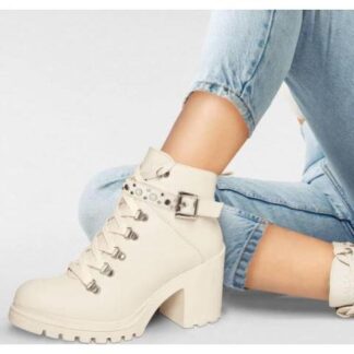 BOTA MILITAR CORREA PERLAS BEIGE/HUESO THALIA SODI