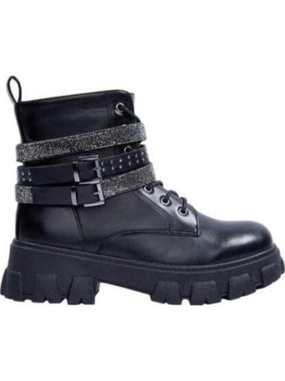 BOTA MILITAR TIRAS CON PIEDRAS NEGRO TIERRA BENDITA