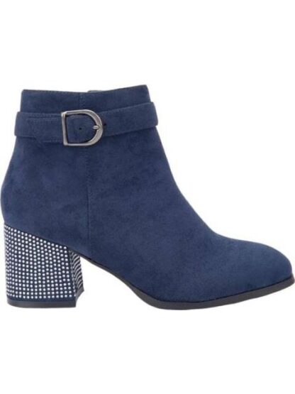 BOTA TACON CON PEDRERIA AZUL MARINO YAELI