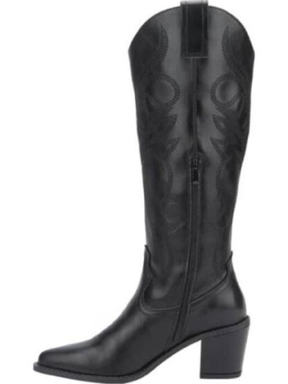 BOTA TEXANA TACON MEDIO BORDADA NEGRO TIERRA BENDITA - Image 5