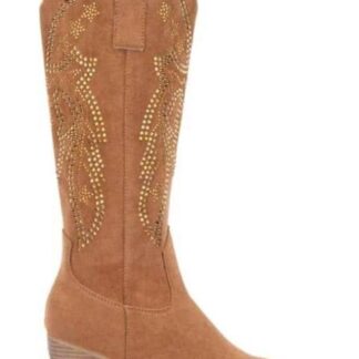 BOTA VAQUERA CON PEDRERIA CAMEL TIERRA BENDITA