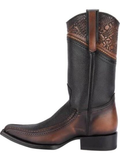 BOTA VAQUERA PIEL EXOTICA NEGRO CUADRA - Image 5