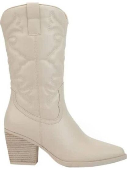 BOTA VAQUERA TUBO BORDADO BEIGE/HUESO TIERRA BENDITA