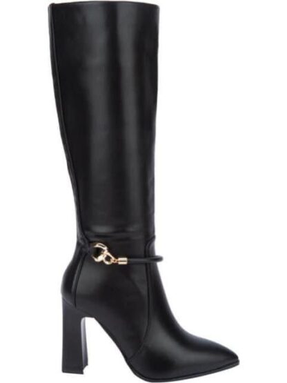 BOTA VESTIR TACON ANCHO NEGRO YAELI FASHION
