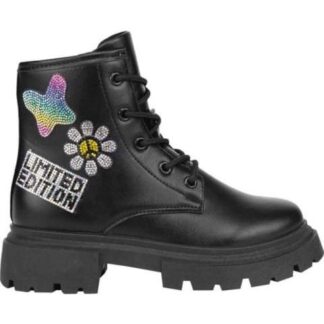 BOTIN MILITAR CON PEDRERIA NEGRO VIVIS SHOES KIDS