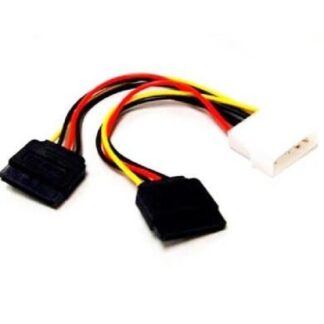 BROBOTIX CABLE DE PODER 2 X SATA DE 15 PINES MACHO - MOLEX HEMBRA 15CM
