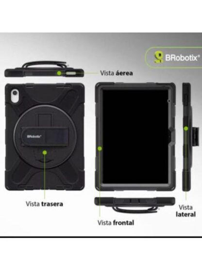 BROBOTIX FUNDA USO RUDO CON CORREA Y GIRO 360° PARA IPAD 10.9-10.ª GENERACION NEGRO - Image 4