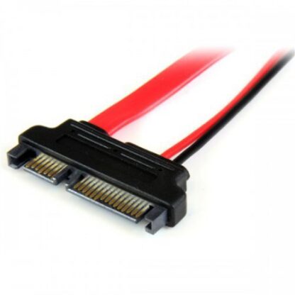 STARTECH  CABLE SLIMLINE SATA 13 PIN MACHO - SATA 7+15 PIN HEMBRA 15CM ROJO - Image 2