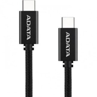 CABLE ADATA USB TIPO C USB TIPO C. CONECTOR REVERSIBLE TIPO C POTENCIA MAXIMA DE SALIDA DE 100 W TEJIDO DE NAILON (1 M DE LONGITUD). COLOR NEGRO. CA