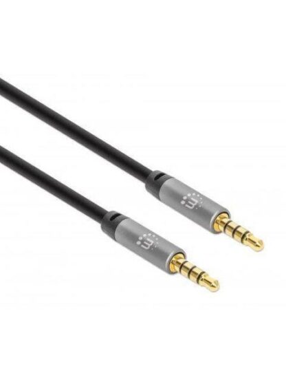 CABLE AUXILIAR MANHATTAN AUDIO ESTEREO 3.5MM MACHO 3M NEGRO-PLATA 356008 - Image 2