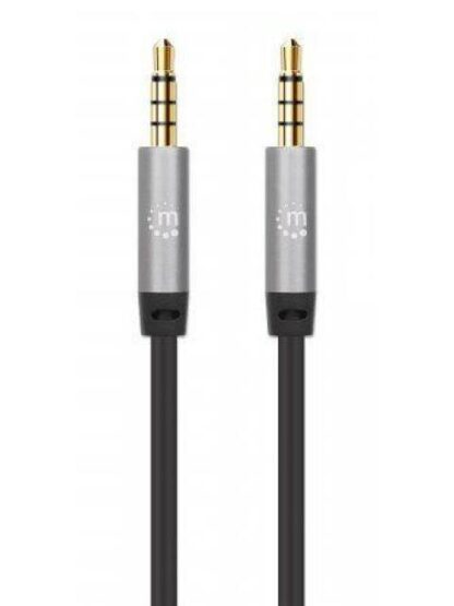 CABLE AUXILIAR MANHATTAN AUDIO ESTEREO 3.5MM MACHO 3M NEGRO-PLATA 356008 - Image 3