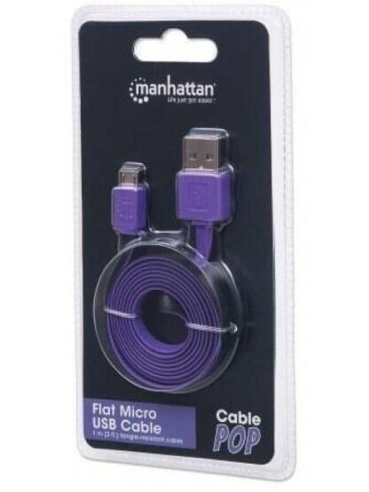 MANHATTAN CABLE PLANO USB 2.0 A MACHO - MICRO USB 2.0 B MACHO 1 METRO NEGRO-MORADO - Image 9