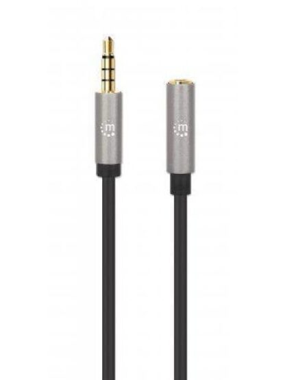CABLE MANHATTAN AUDIO ESTEREO 3.5MM EXTENSION MACHO - HEMBRA 1M NEGRO-ALUMINIO PLATEADO 356022 - Image 3
