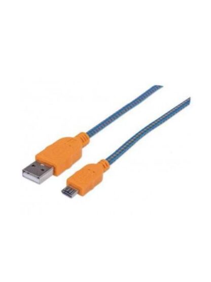 MANHATTAN CABLE CON RECUBRIMIENTO TEXTIL USB 2.0 A MACHO - MICRO USB 2.0 B MACHO 1.8 METROS AZUL-NARANJA - Image 2