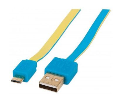 MANHATTAN CABLE PLANO USB 2.0 A MACHO - MICRO USB 2.0 B MACHO 1.8 METROS AZUL-AMARILLO - Image 3