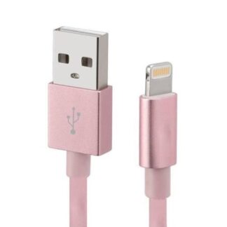 CABLE USB A A LIGHTNING COLOR ROSA. 1 METRO DE LARGO. ALTA RESISTENCIA DE MATERIALES Y CARGA RAPIDA DBGUSBLR