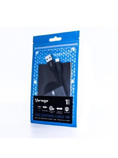 VORAGO CABLE DE CARGA LIGHTNING MACHO - USB 2.0 A MACHO 1 METRO NEGRO PARA IPHONE-IPAD-IPOD - Image 9