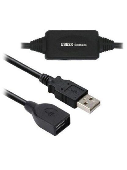 BROBOTIX CABLE DE EXTENSION USB MACHO - USB HEMBRA 20 METROS NEGRO