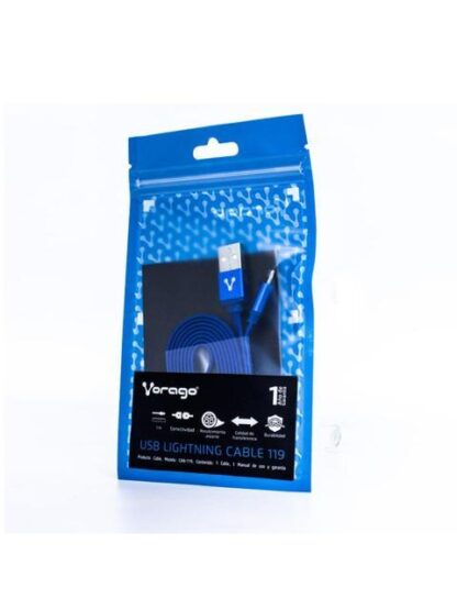VORAGO CABLE DE CARGA USB 2.0 A MACHO - LIGHTNING MACHO 1 METRO AZUL PARA IPHONE-IPAD - Image 3