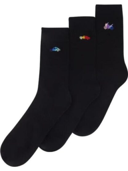 CALCETINES BORDADOS NEGRO KEBO