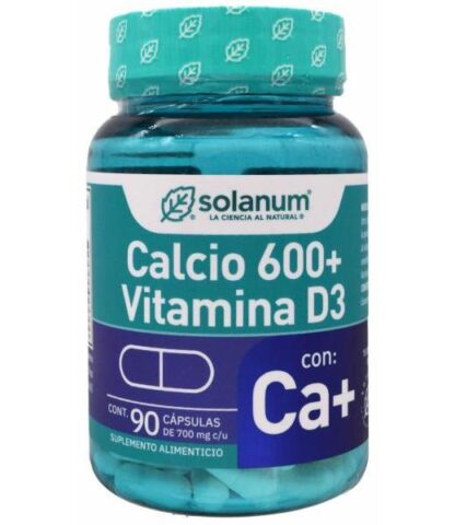 CALCIO 600 VITAMINA D3 90 CAP SOLANUM TURQUESA