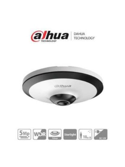 CAMARA FISHEYE HDCVI 5MP VISION 360° IR 10M WDR REAL 120DB MICROFONO INTEGRADO. USO INTERIOR STARLIGHT PARA BAJA LUZ Y REDUCCION DE RUIDO 2D-3D