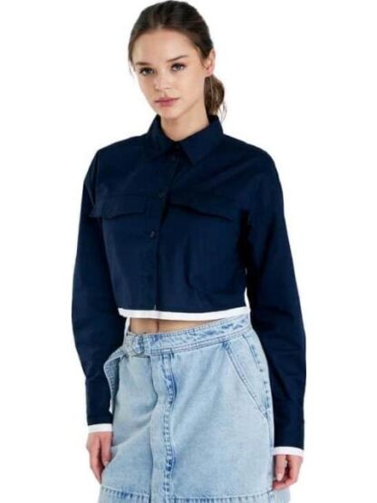 CAMISA CROP AZUL MARINO HOLLY LAND - Image 2