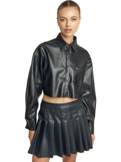CAMISA CROP EFECTO PIEL NEGRO HOLLY LAND