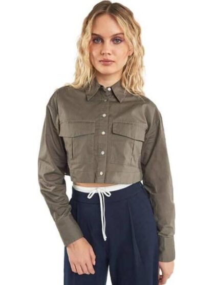 CAMISA CROP VERDE OLIVO HOLLY LAND