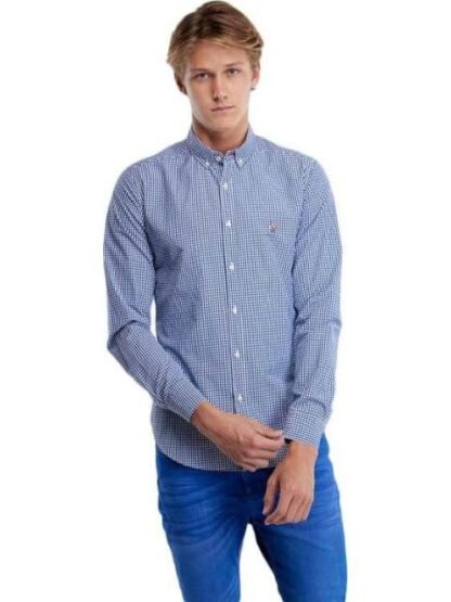 CAMISA MANGA LARGA CUADROS AZUL MARINO HPC POLO