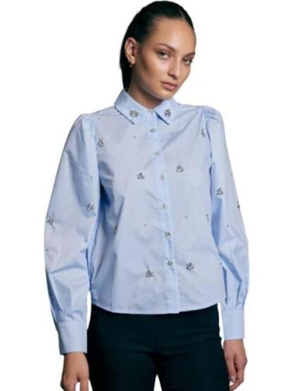 CAMISA MANGA LARGA PEDRERIA AZUL HOLLY LAND