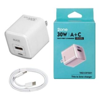 CARGADOR 30W USB Y TIPO C CARGA RAPIDA CABLE TRENZADO GAN PD
