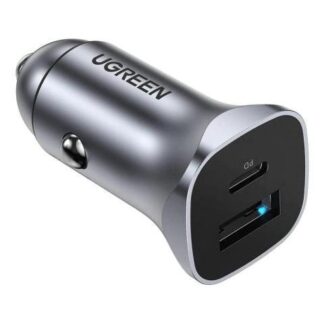 CARGADOR DE AUTO UGREEN USB C PD Y QC 3.0 20W CARGA RAPIDA