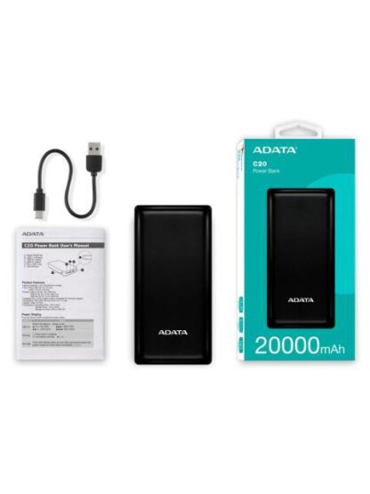 CARGADOR PORTATIL ADATA POWER BANK C20 20.000MAH NEGRO - Image 7