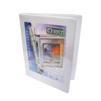 CARPETA MARCA KINERAAZOR DE 2 PULGADAS TRES AROS EN O COLOR BLANCA TAMANO CARTA DE VINIL CRISTAL