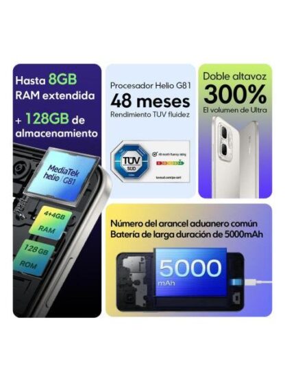 CELULAR INFINIX HOT 50I 128 GB ROM 4 GB+4 GB RAM VIRTUAL DUAL SIM MEDIATEK HELIO G81 6.7 HD+ 120 HZ 48 MP 5000 MAH CHARGE OF 18 W MORADO - Image 2