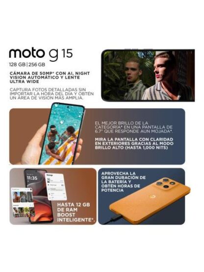 CELULAR MOTO G15 128GB 4RAM GRIS - Image 3