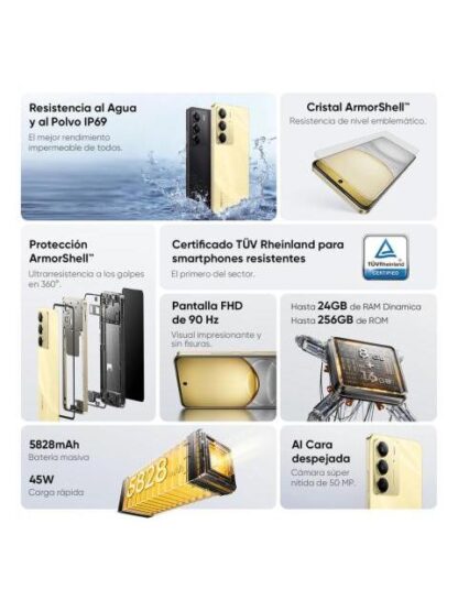 CELULAR REALME C75 DUAL SIM 256GB ROM DORADO 8GB RAM IP69 RESISTENCIA AL AGUA Y POLVO BATERIA 5828MAH 6.72 PANTALLA - Image 2