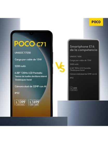 CELULAR XIAOMI POCO C71 3GB RAM 64GB ROM DUAL SIM BLACK - Image 3