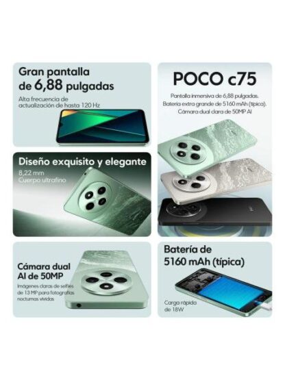 CELULAR XIAOMI POCO C75 256GB ROM 8GB RAM BLACK - Image 2