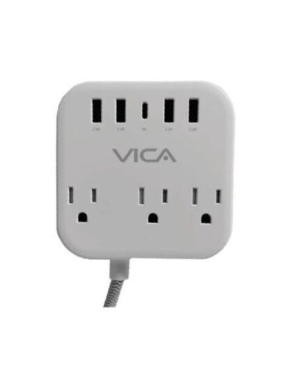 CENTRO DE CARGA 7P VICA PARA PROTECCION CONTRA SOBRETENSIONES 3 TOMAS CON SUPRESOR DE PICOS NEMA 515R 4 PUERTOS USBA Y 1 PUERTO USBC