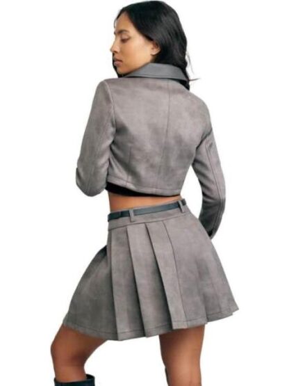 CHAMARRA CROP GAMUZA GRIS HOLLY LAND - Image 3
