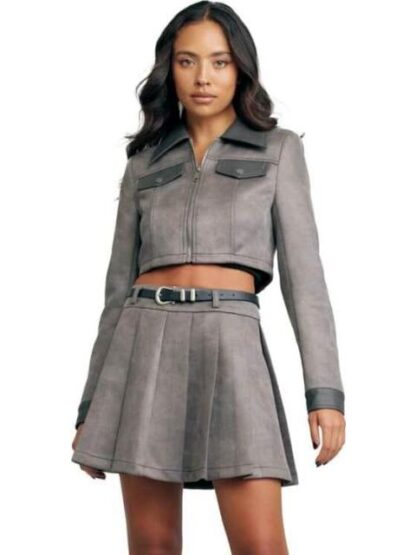 CHAMARRA CROP GAMUZA GRIS HOLLY LAND - Image 5