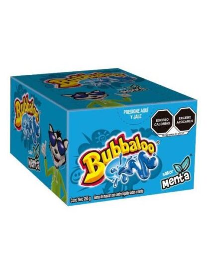 CHICLE CON RELLENO LIQUIDO BUBBALOO SABOR MENTA CON 47 PIEZAS