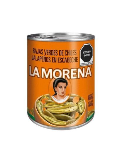 CHILES JALAPEÑOS RAJAS VERDES LA MORENA 800 GR