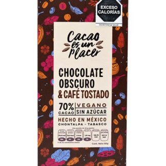 CHOCOLATE EN BARRA OBSCURO CAFE TOSTADO 80 G CACAO ES UN PLACER
