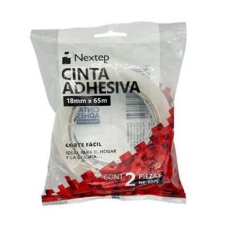 CINTA ADHESIVA NEXTEP NE607S CORTE FACIL 18MM X 65 MM MTS CON 2 PIEZAS